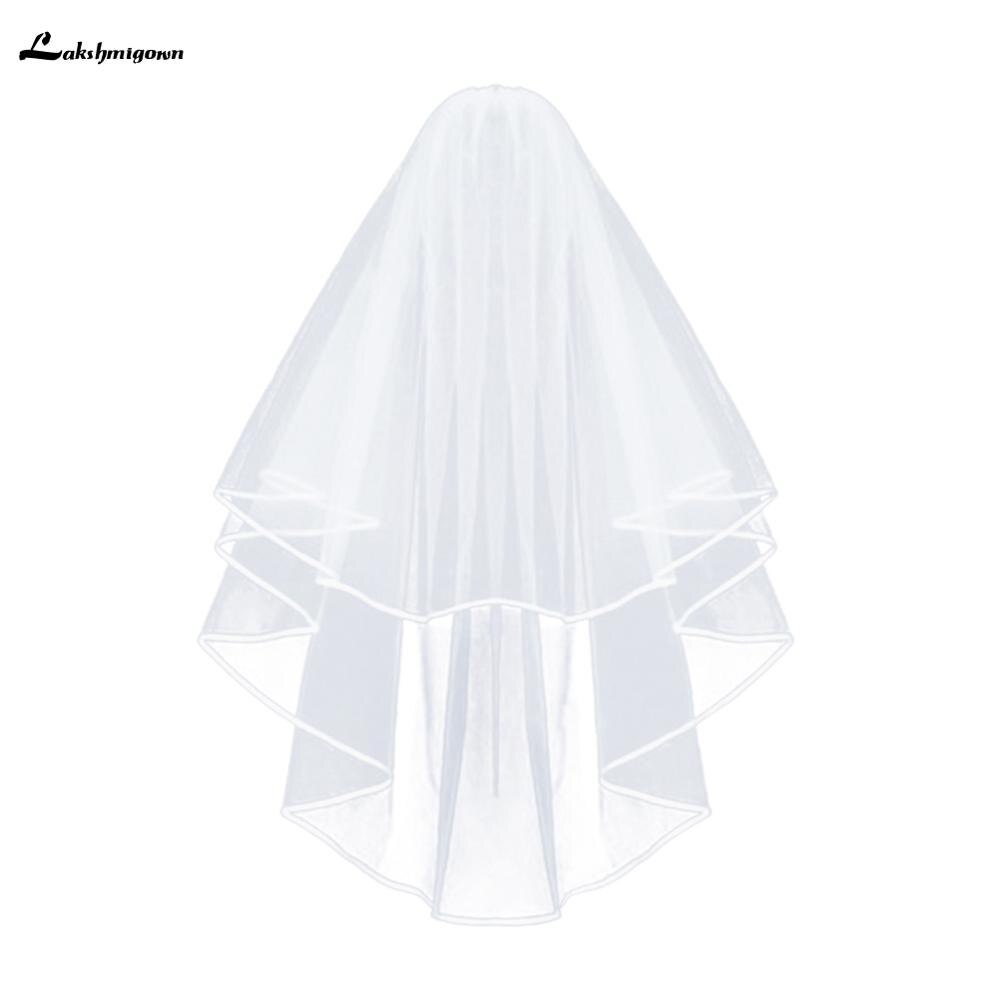 Velos nupciales de tul, velo nupcial blanco para boda con velos de boda con peineta con borde de cinta de encaje para accesorios de boda de matrimonio