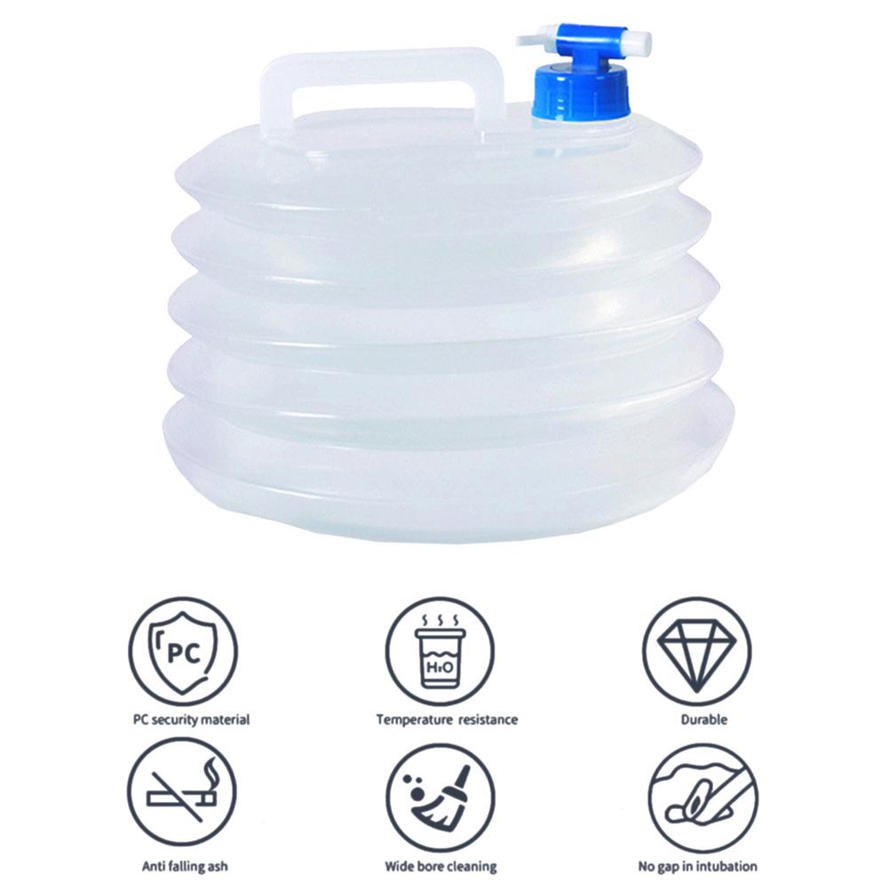 Contenedores de agua portátiles, cubo de agua plegable para acampar al aire libre, bolsa de almacenamiento de plástico, cubo de agua potable para acampar