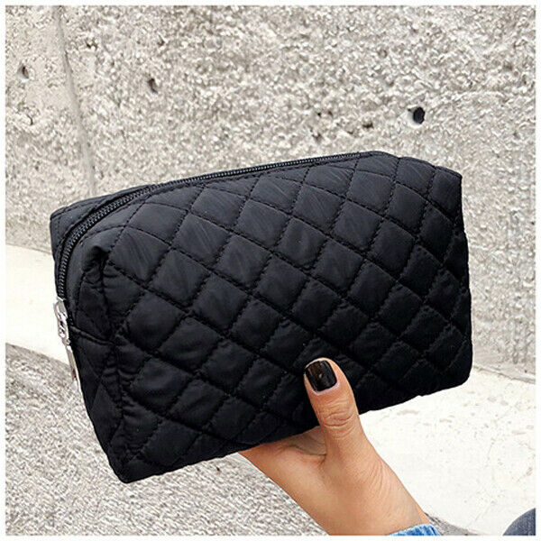 nouvelles femmes grand sac de maquillage cosmétique étui Portable toilette stockage poignée organisateur voyage Kit: Black