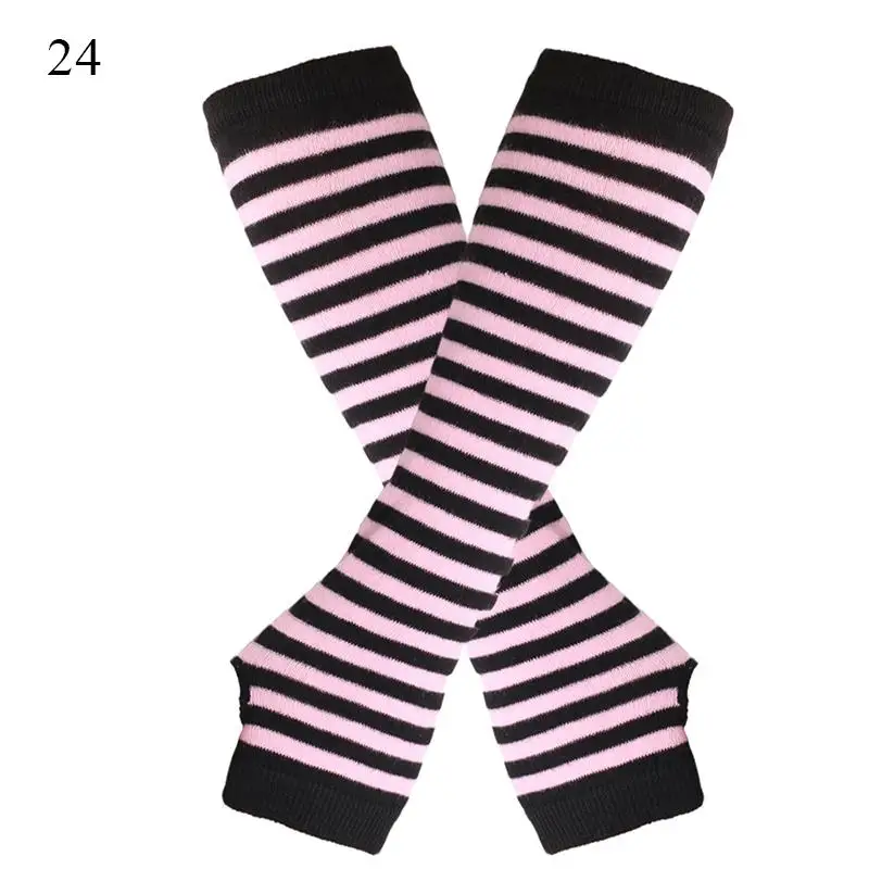 Mode Gebreide Lange Handschoenen Outdoor Punk Lange Mouwen Vingerloze Handschoenen Kerst Cos Elleboog Wanten Dame Gestreepte Elleboog Handschoenen