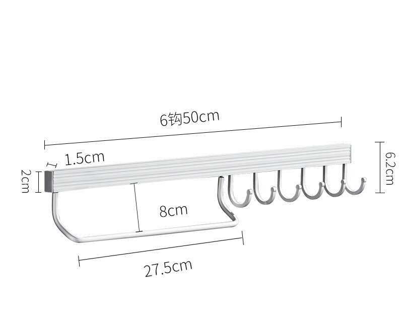 Punch-free kitchen racks kitchen and bathroom accessories space aluminum knife rack hook kitchen pot rack wf4231625: B 50CM