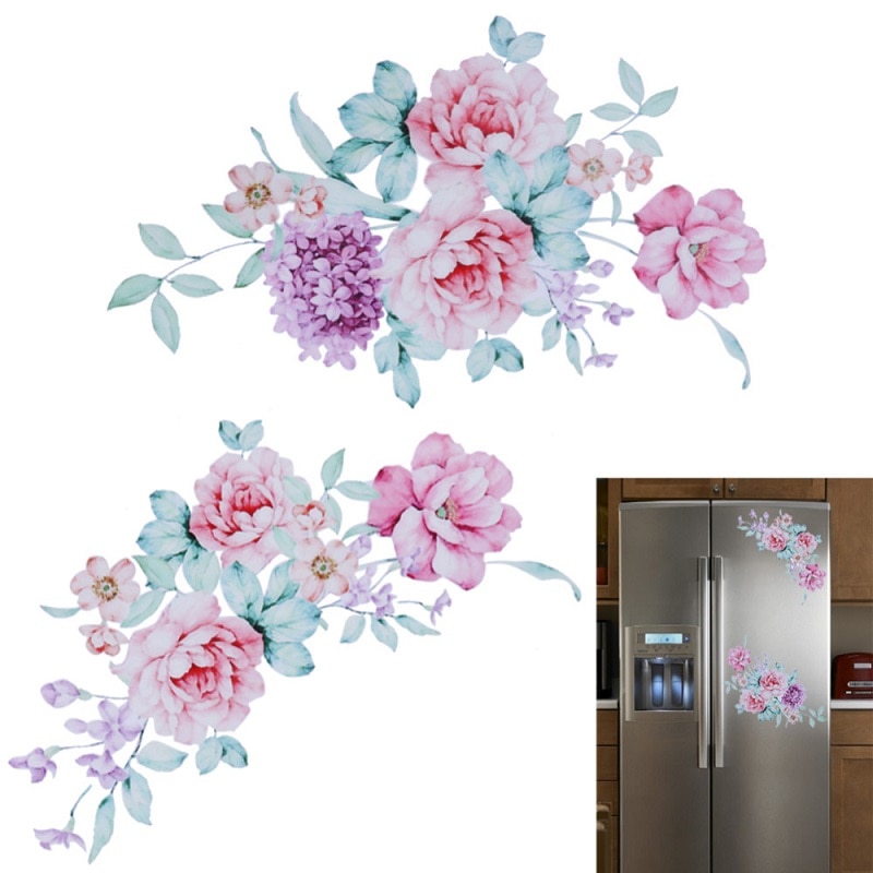 Bloemen 3D Muurstickers Mooie Pioen Koelkast Stickers Garderobe Toilet Badkamer Decoratie Vinyl Muurstickers/Lijm