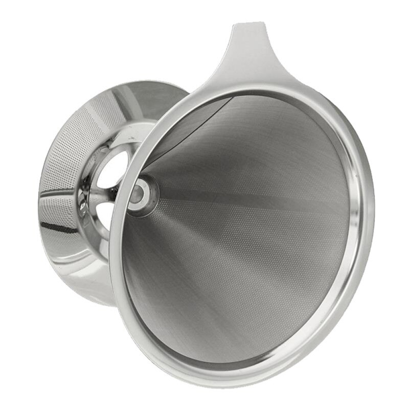 Stainless Steel Paperless Pour Over Coffee Dripper Slow Drip Coffee Filter Metal Cone -Single Serve Maker Removable Cup Stand