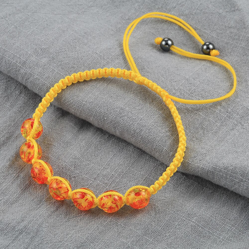 Pulseras trenzadas de 8mm con piedra ámbar Natural tibetana para hombre y mujer, brazaletes hechos a mano, amuleto de Yoga, joyería