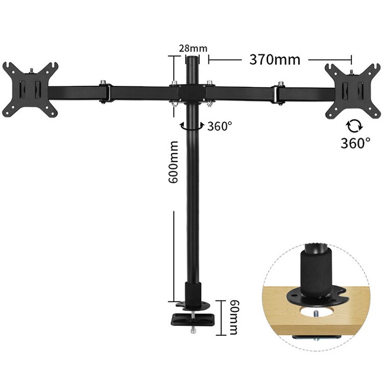 HILLPORT Fully Adjustable Dual Arm LCD LED Monitor Desk Mount Stand Bracket for 13"-32" Screens with 45 degree Tilt XCD5011: Default Title