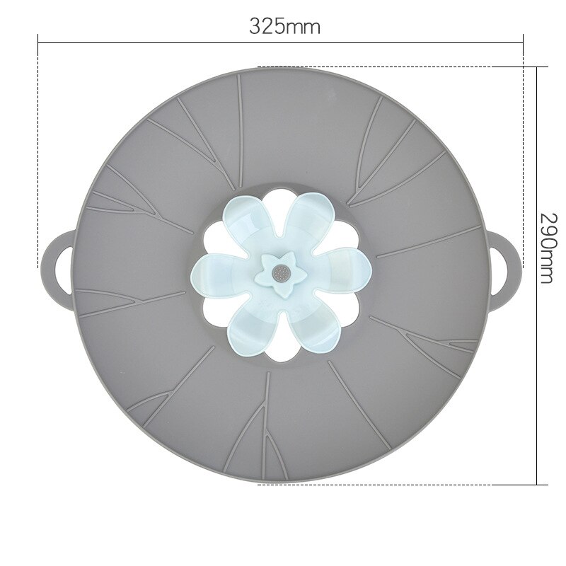 Silicone Anti-overflow Pot Lid Flower Shape Fresh-keeping Lid Steaming Rack Heat Insulation Rotatable Lid Kitchen Gadget: gray L