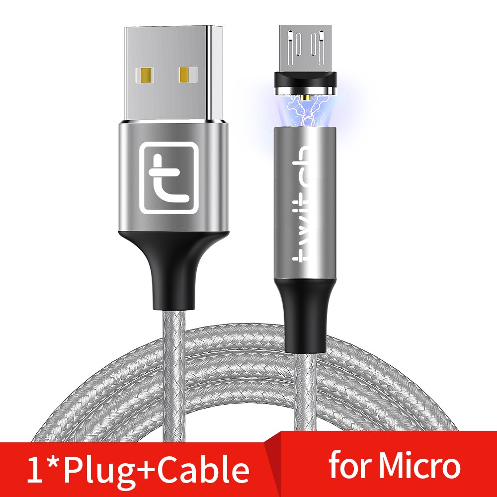 zucken 1M 2M Magnetische Mikro USB Kabel Für Samsung Xiaomi Android praktisch Schnelle Ladung Microusb-kabel Magnet ladegerät Kabel: Silber- Mikro Kabel / 1m