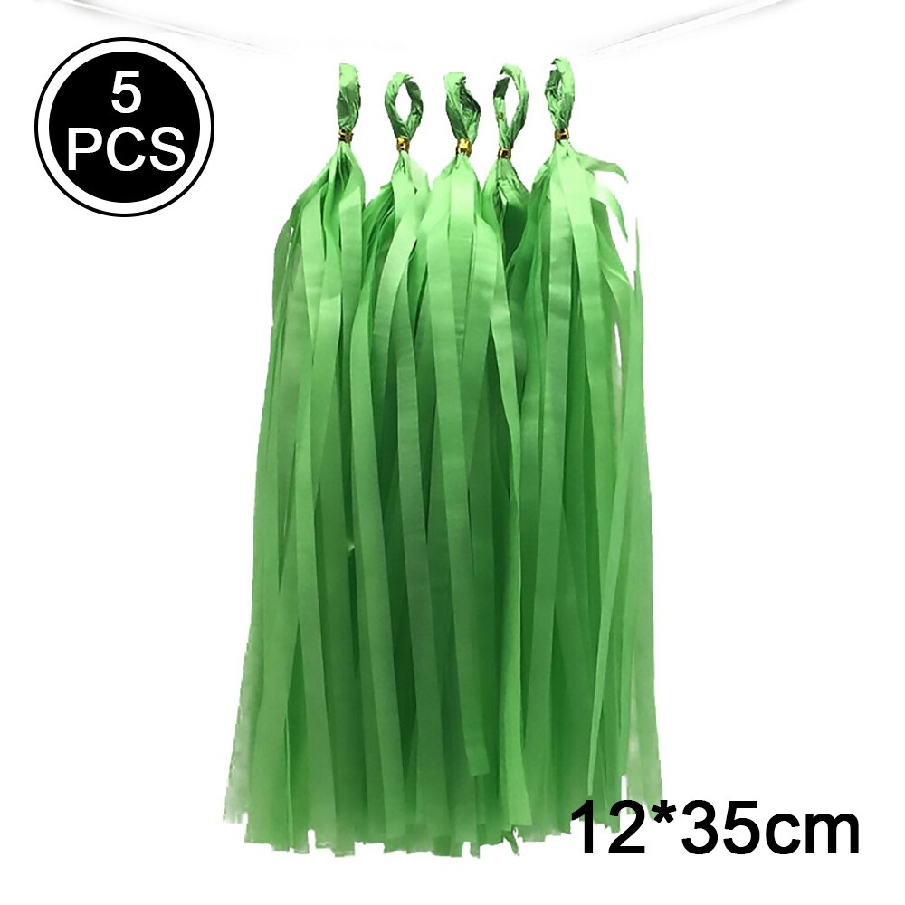 Guirnalda de borlas de papel tisú mezclado, 5 piezas, 12x35cm, decoración de de cumpleaños, unicornio, Baby Shower, evento, suministros para: Verde menta