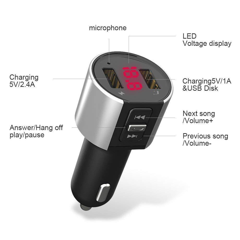 JOYROOM 81W Bluetooth Adapter Auto,[45W PD & Bass Hi-Fi Stereo] 2026 Version FM Transmitter Auto Bluetooth5.4,[36W QC3.0 & Freisprechanlage] Dual-Mikrofon & LED-Licht, Bluetooth & U-Disk