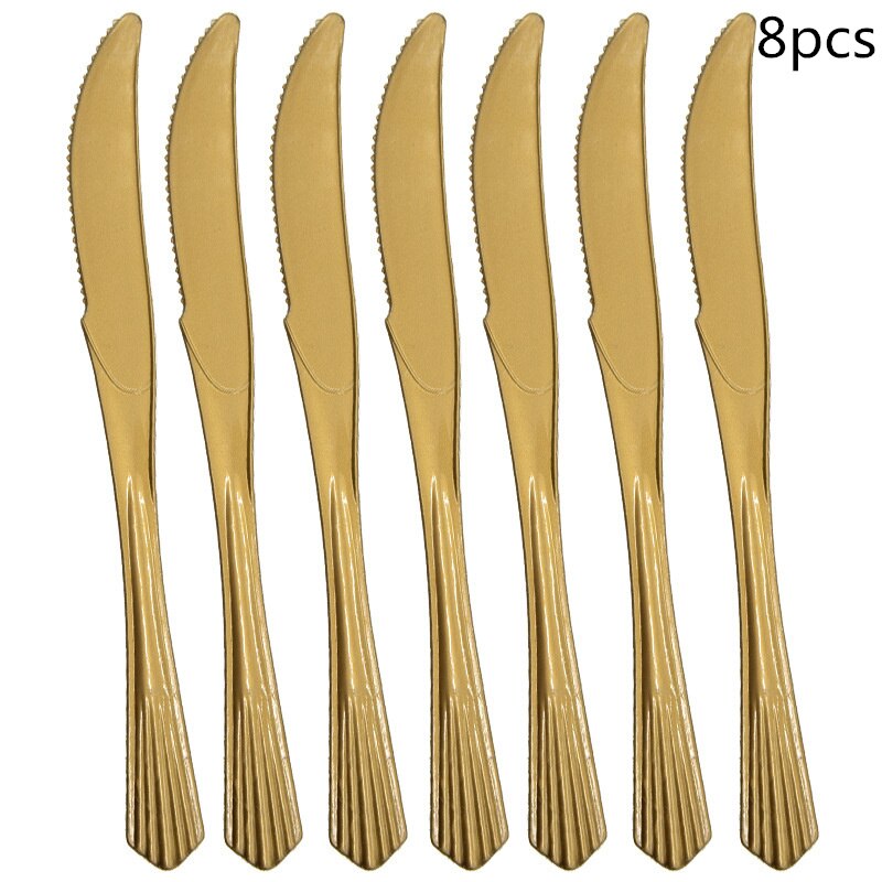 Rose Gold birthday party decorations Disposable Tableware Set Paper Plate Cup Wedding Bachelorette Party Decoration Baby Shower: 8pcs knife