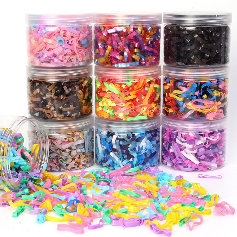 500 Uds. Bandas de goma desechables gruesas de alta elasticidad para niños, coleteros para niñas, lazos para el cabello, bandas coloridas para el cabello, accesorios para el cabello