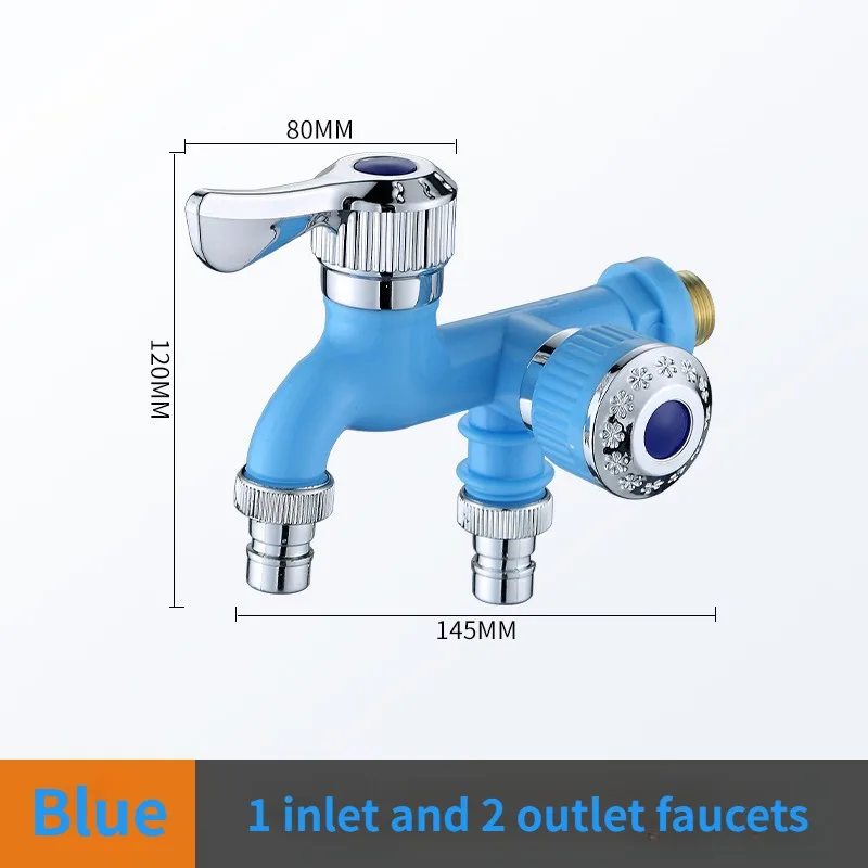 Kraan Dubbele Uitlaat Dubbele Bediening Waterkraan Huis Badkamer Slang Irrigatie Fitting Plastic Connector 1/2 "Universele Interface: YELLOW