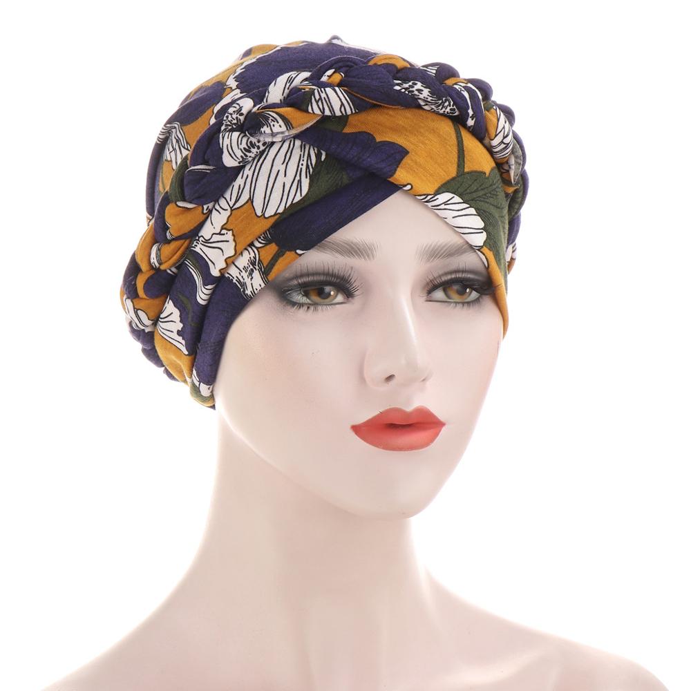 nueva impresión musulmán Hijab Turbante para las mujeres gorro estilo bohemio árabe de la hiyab interior Bonnet Femme Musulman Turbante Mujer