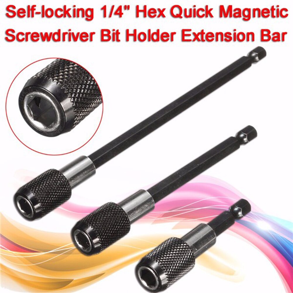 1/4 inch Hex Shank Quick Release Screwdriver Magnetic Bit Holder Self-Locking Connecting Rod Extension Bar
