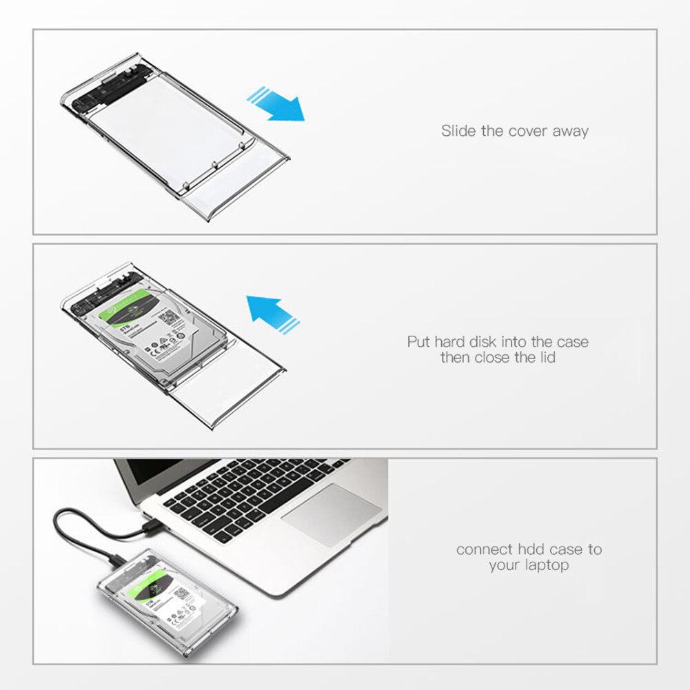 Boîtier pour disque dur externe SATA 2.5 à USB 3.0, 5 Gbps, SSD, 3.0 pouces, 1 pièce, avec adaptateur de disque dur et câble de données