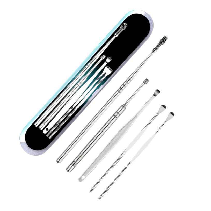 Dig ear spoon 5Pcs / 1Set Stainless Steel Ear Tapping Ear Clean Earwax Skimmed Ear Selection dig ear spoon