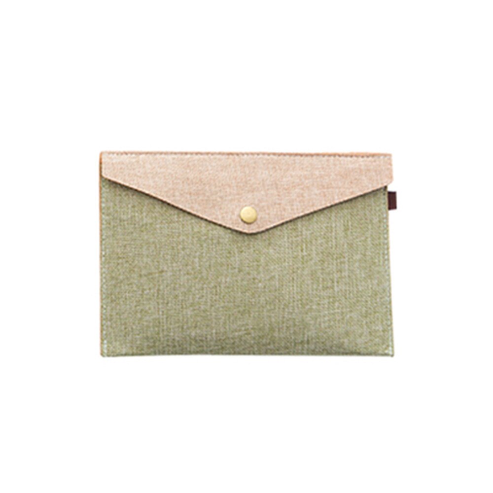 1pc Imitation Linen Canvas File Bag Button Closure Folder Bag Office Document Folder Storage File Organizer Office Desk Supplies