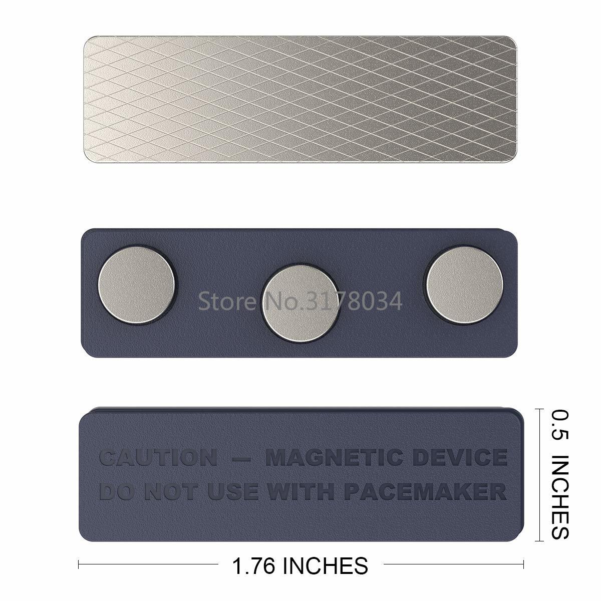 Insignias magnéticas de placa con nombre, 10 Uds., soporte magnético con 3 imanes de 44x13mm/1,76x0,5 pulgadas