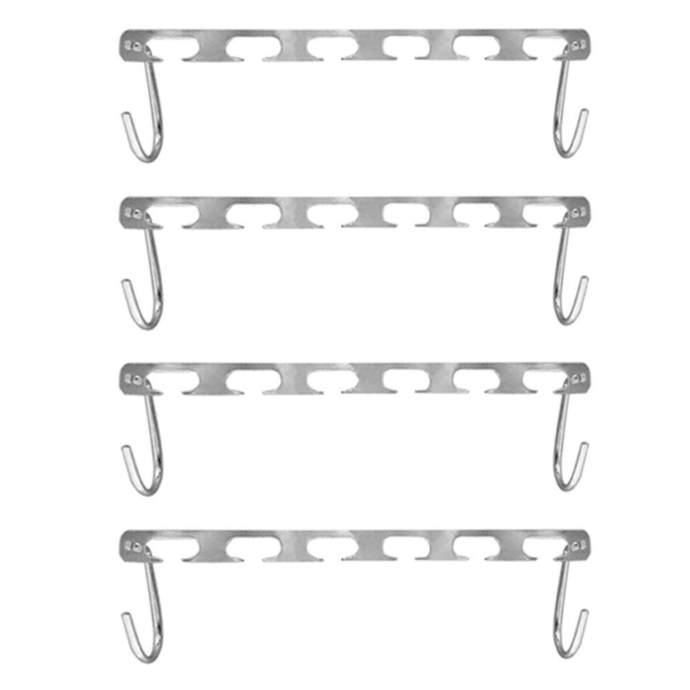 2/4/6 Uds. Colgadores de ropa de Metal para ahorrar espacio organizador de ropa antideslizante ganchos para estantes prácticos para ropa: 4pcs
