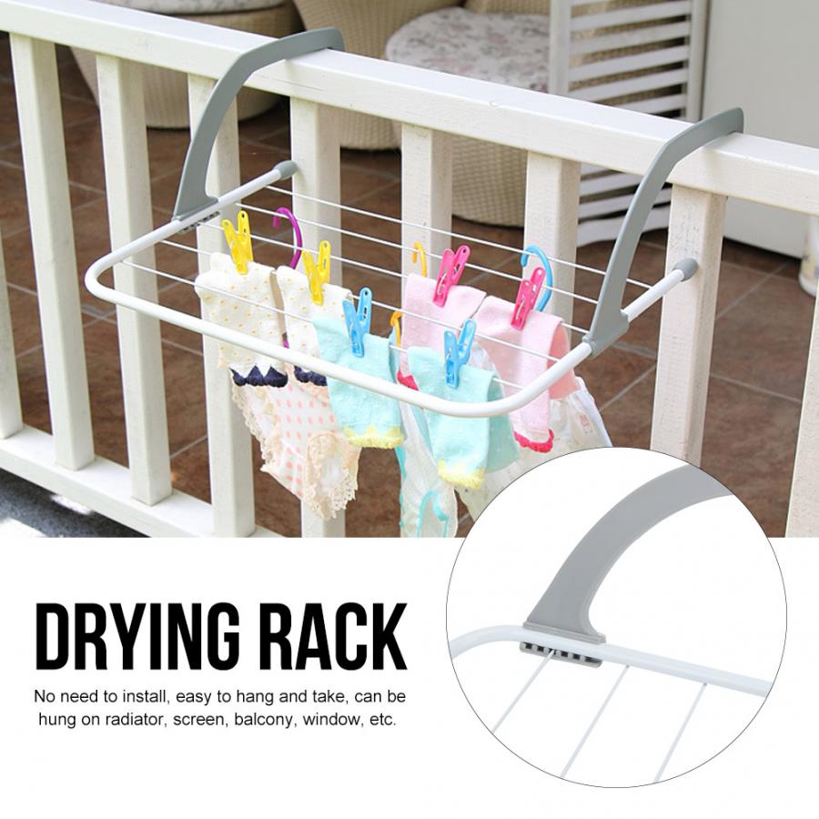 Balcony Retractable Folding Clothes Drying Rack Clothes Hanger Multi-functional Window Outdoor Underwear Shoes Socks Drying Rack