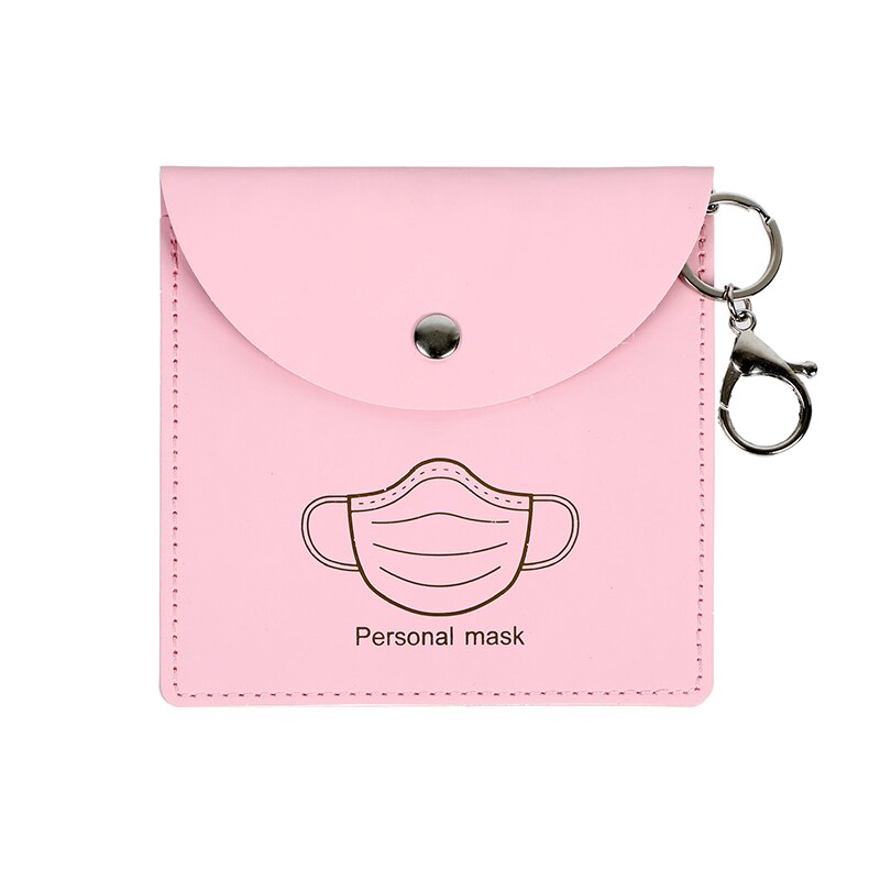 Mask Anti-pollution Temporary Storage Bag Portable Leather Storage Box Disposable Face Shield Save Container Masks Organizer: B Pink