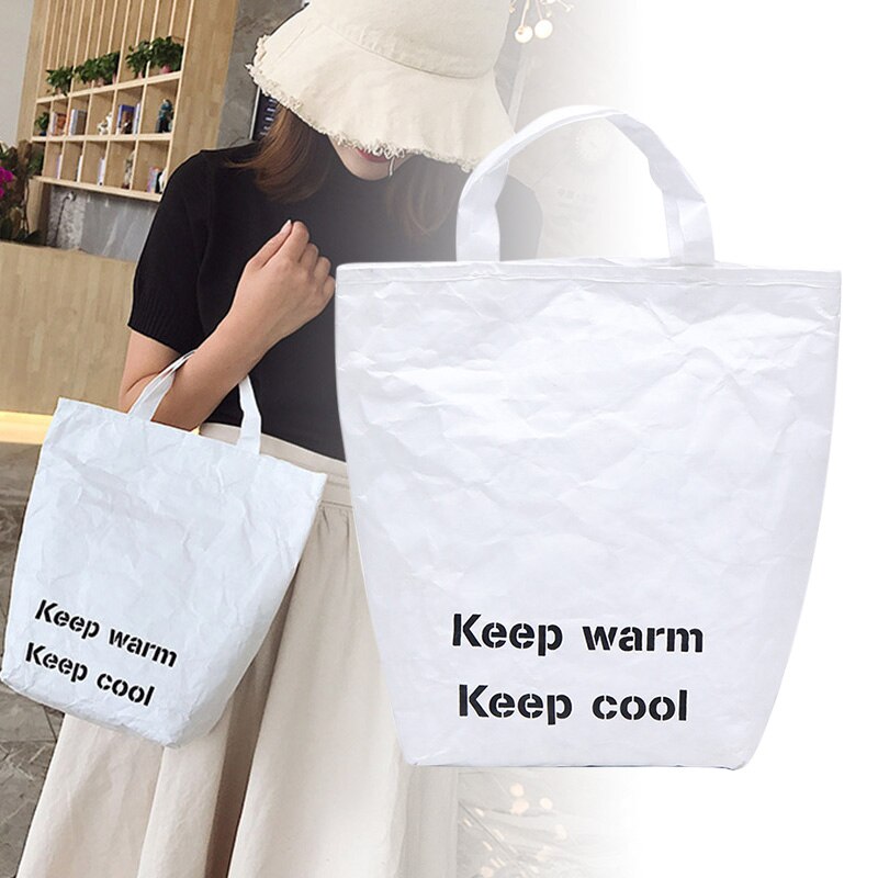 Kruidenier Tote Milieu Beschermen Papier Herbruikbare Boodschappentassen Lichtgewicht Handtas voor Vrouwen OH66: WHITE