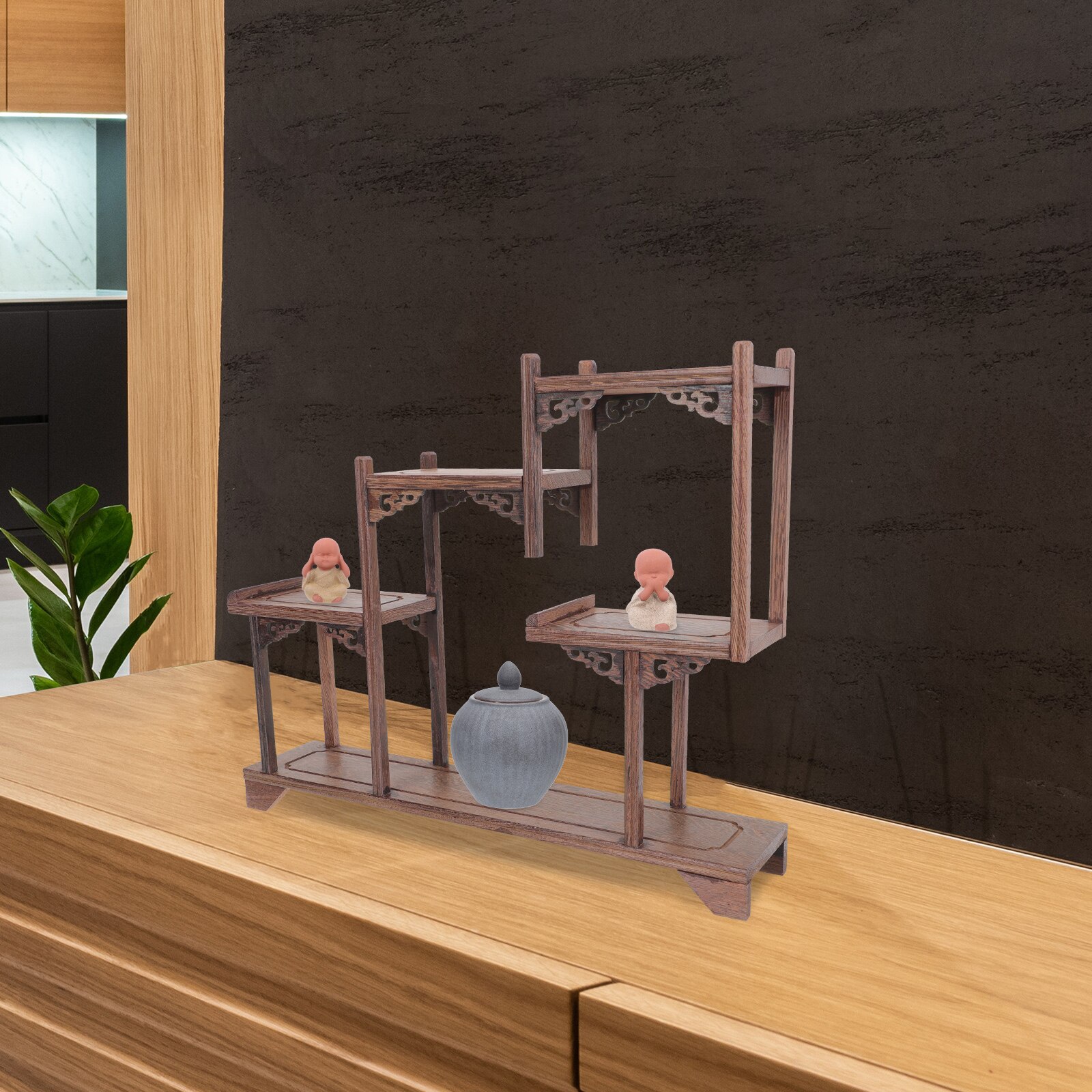 Artistieke Houten Display Rack Ornament Multi-Lagen Toont Stand Desktop Rack Ornament