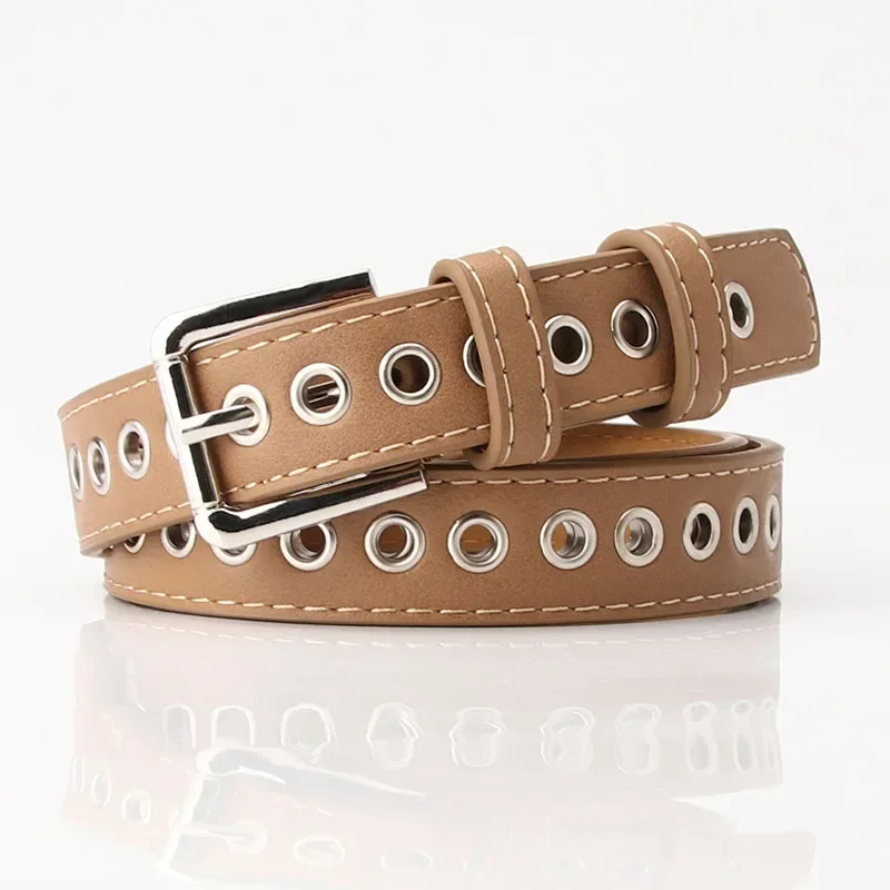 Bälten för kvinnor stora metallhål novelty bälten metallbälten tonåringar jeansbyxor accessoarer: Grön