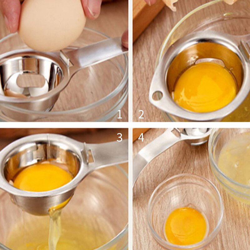 Egg Separator Tool 1PC Stainless Steel Egg Yolk White Separator Cooking Tool Kitchen Gadget Eggs Tools