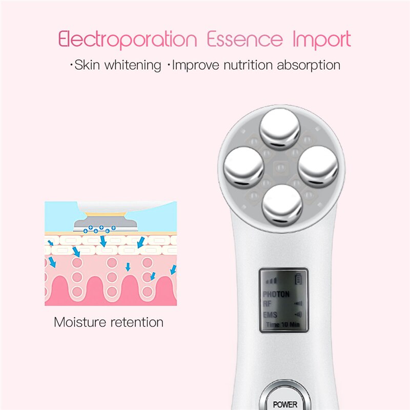 Ems Mesotherapie Rf Led Photon Draai Facial Massager + Ultrasone Huid Scrubber Diepe Gezicht Cleaning Pore Cleaner Schoonheid Machine