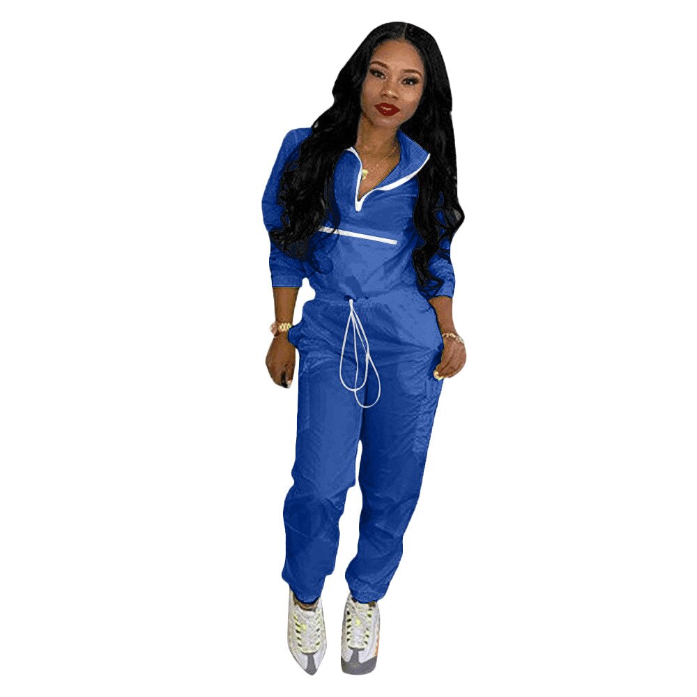 women zip up neck long sleeve short trench safari long pants suits two pieces set sporting tracksuit outfit GLD8238