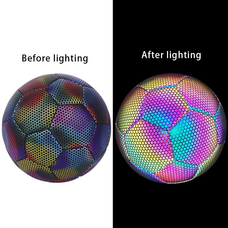 Reflective Soccer Ball Luminous Night Glow in the Dark Football Student Teenager Team Training Noctilucent Ball Size 4/5