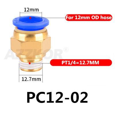 5 kpl pc pneumaattinen letkuliitin ilmakompressorin osat suora työntöpaineilmaliitin 1/2 " 1/4 " 3/8 " 1/8 " m5 uros -4 6 8 10 12: Pc12-02