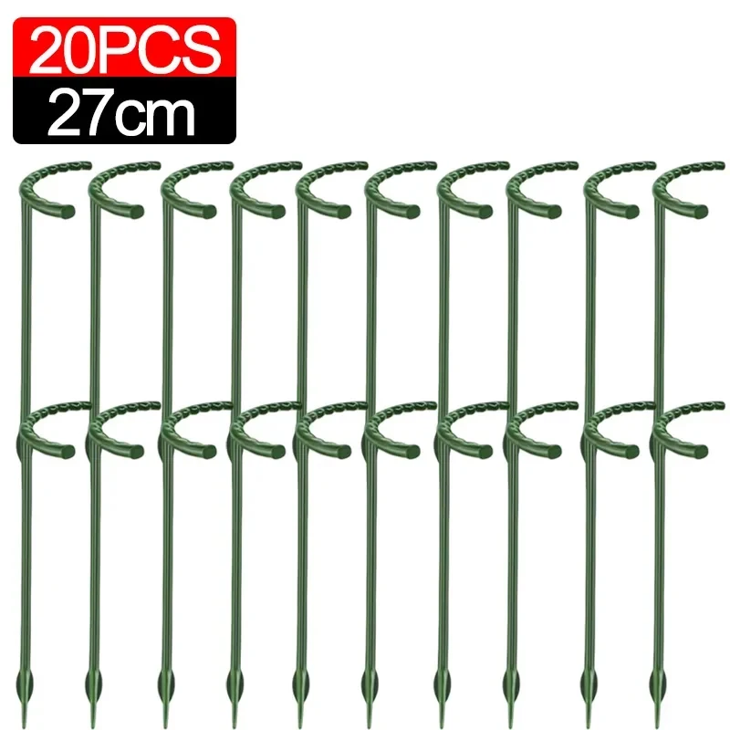 Soporte de plástico para plantas, marco de pila, arreglo de invernadero, varilla fija semicircular, soporte de escalada para plantas y flores de interior, 1/40 Uds.: Verde