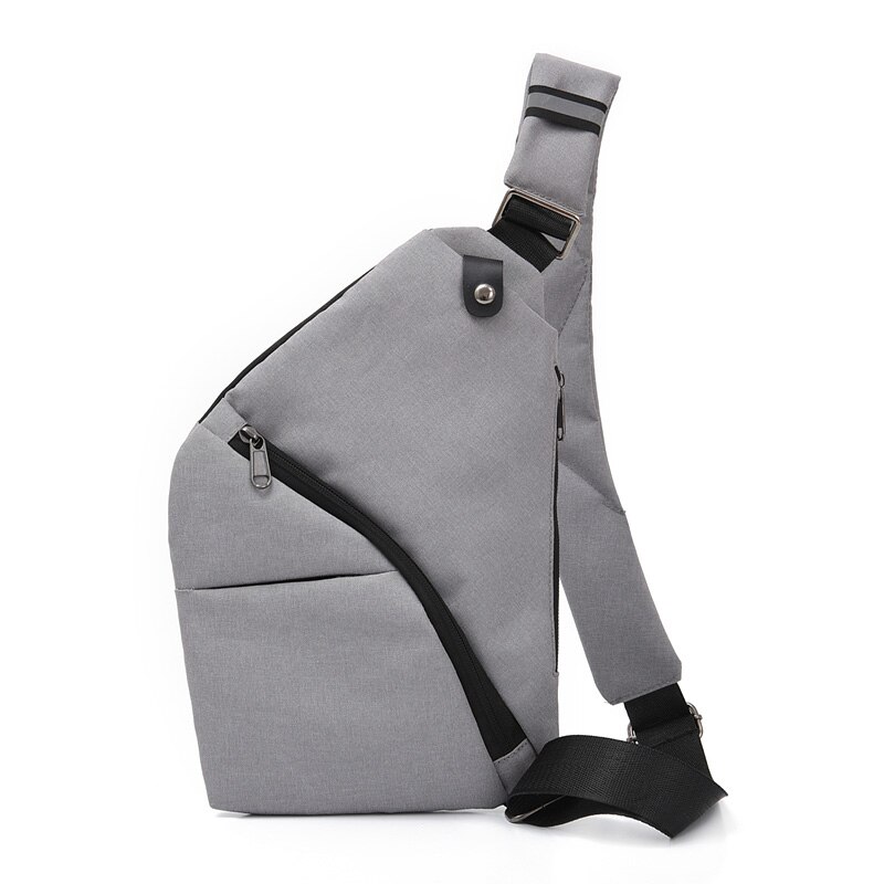 FengDong, ultra delgada, anti robo, bolsa de pecho, bolsas cruzadas pequeñas, tira reflectante, Minibandolera, bolsa deportiva de hombro para hombre: grey