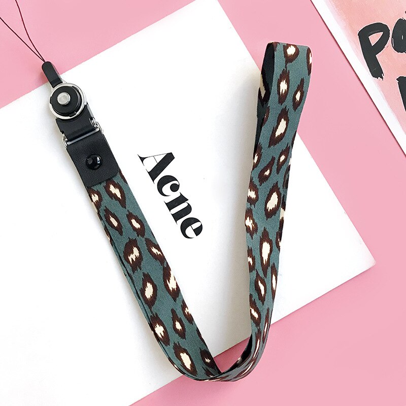 1 Pcs Leopard Print Phone Holder Key Lanyard Hanging Neck Rope ID Badge Holders Phone Neck Straps with Key Clip 2 Sizes: H03