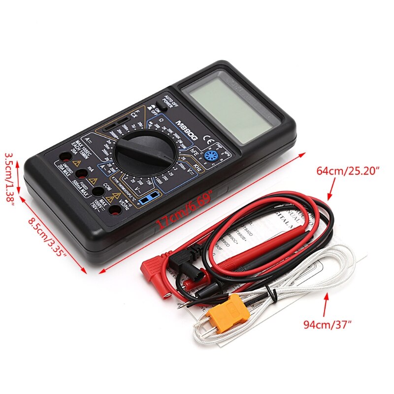 M890G Digital Multimeter DMM AC DC Volt Amp ohm Temperature Meter Frequency