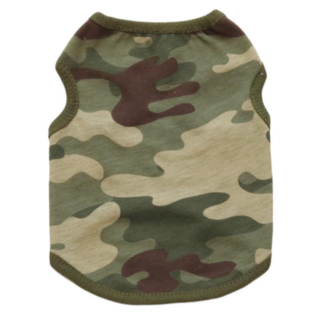 Mode Woodland Camouflage Kostuum Katoenen Vest Hond Kleren Teddy Huisdier Kleding Zomer Leuke Pet Puppy mouwloze hond T-shirt: M