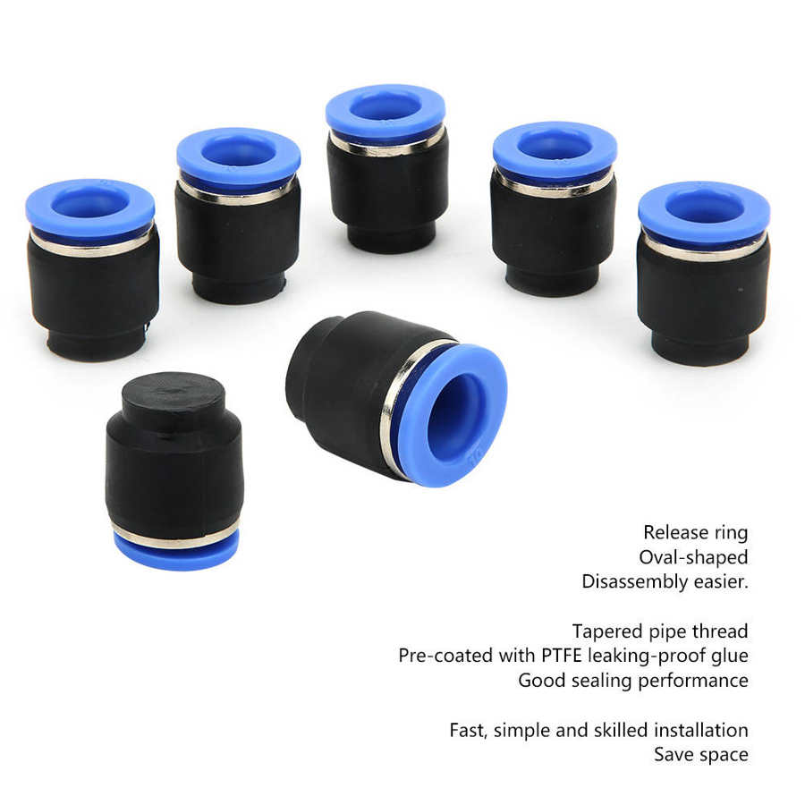 50PCs 1.0MPa Air Pipe Plug Pneumatic Cap Plastic + Brass Quick Insert PPF10 Oval Release Ring Hotel Use