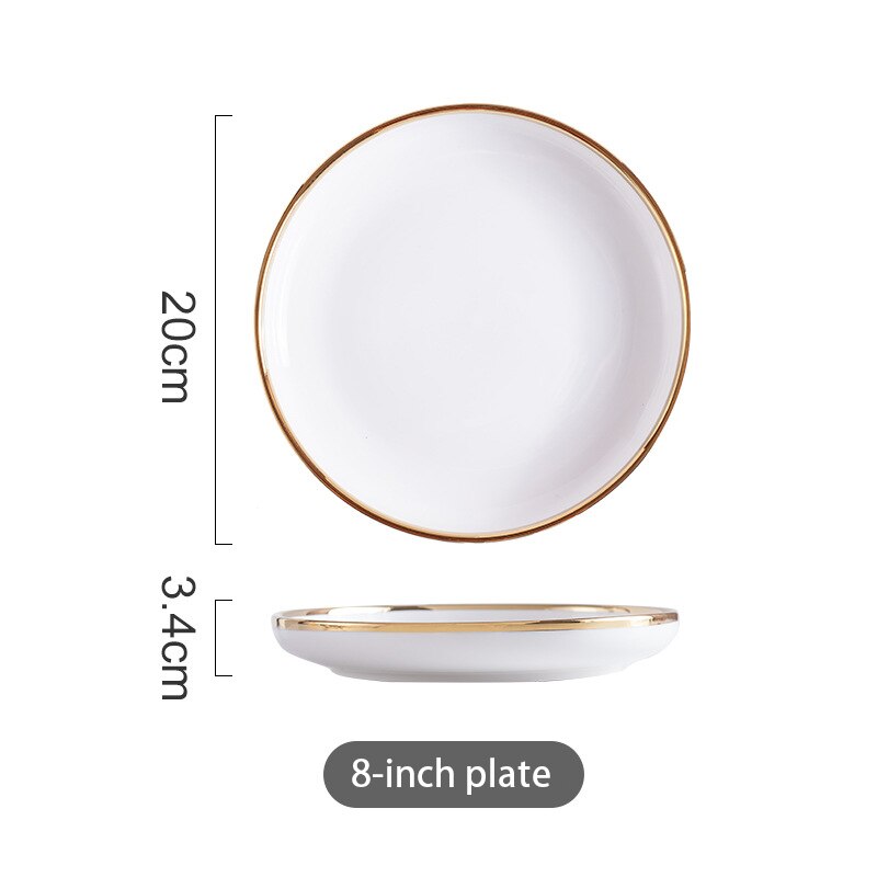 Dinnerware Set Porcelain Plates for Food Dinner Set Dishes Salad Soup Bowl Ceramic Plates and Bowls Set Tableware Set Spoon: P