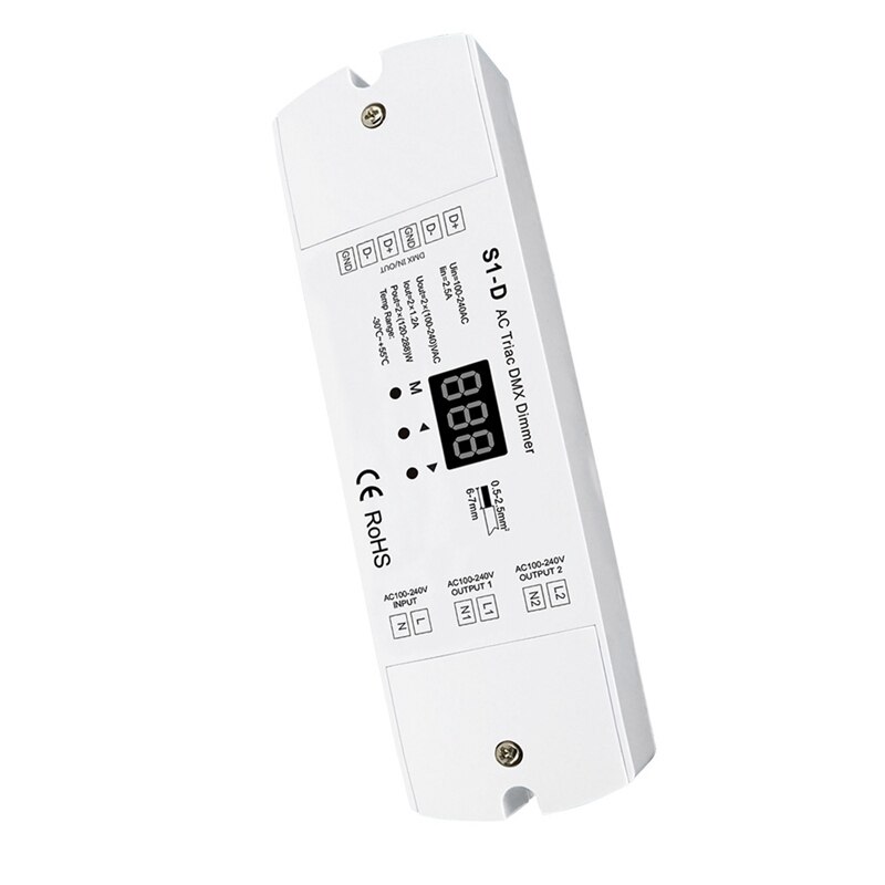 DMX512 Decoder S1-D AC Triac DMX Dimmer AC100 240V with Digital Display LED Controller Engineering Decoder