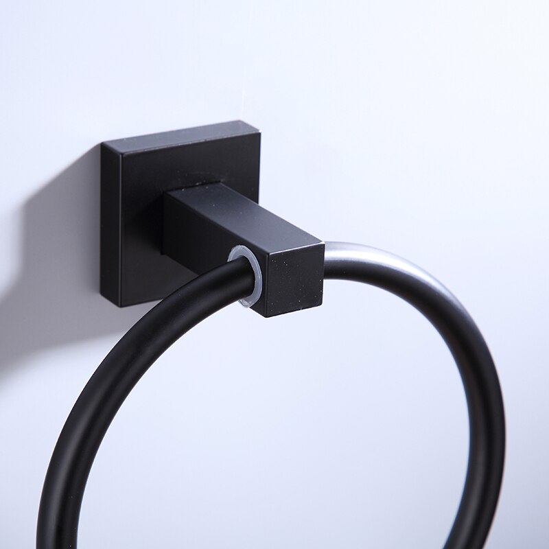 Badeværelsestilbehør sæt plads aluminium sort bad hardware sæt håndklædeholder håndklædering