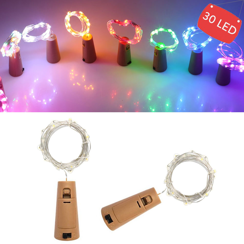 3m vinflasker med kork 30 led flaske lys batteri kork til fest bryllup jul halloween bar indretning varm hvid snor lampe