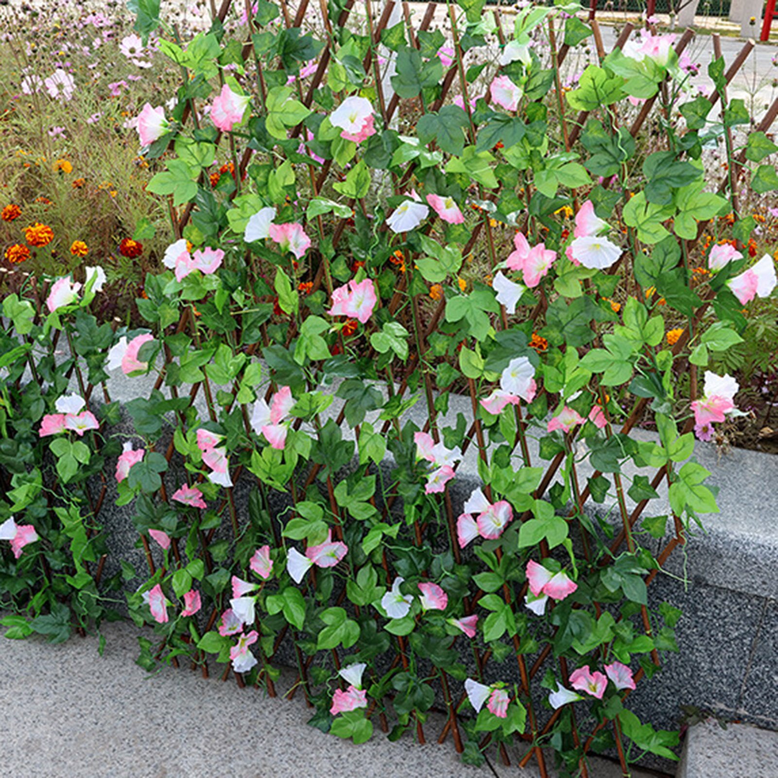 Retractable Artificial Willow Wood Fence With Flowers Protect Privacy Fence Suitable For Wall Decoration Fence Screens