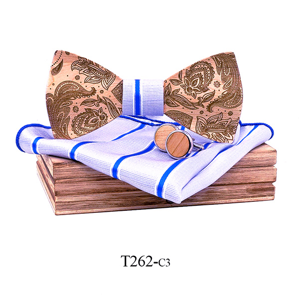 T262 3D Paisley Houten Strikjes voor Mannen Hout tie Hout Gentleman Strikjes Handgemaakte Vlinder Wedding Party voor mannen: T262-C3