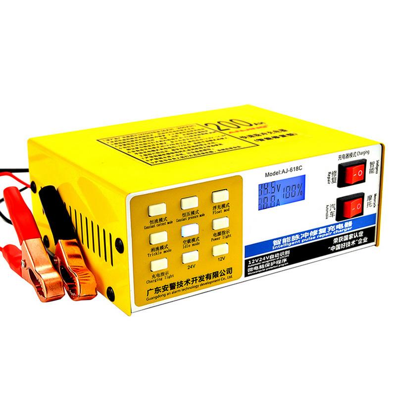 Universal Battery Charger 12V 24V Full Automatic Electric Car Battery Charger Intelligent Pulse Repair Type 6-200AH EU Plug #40