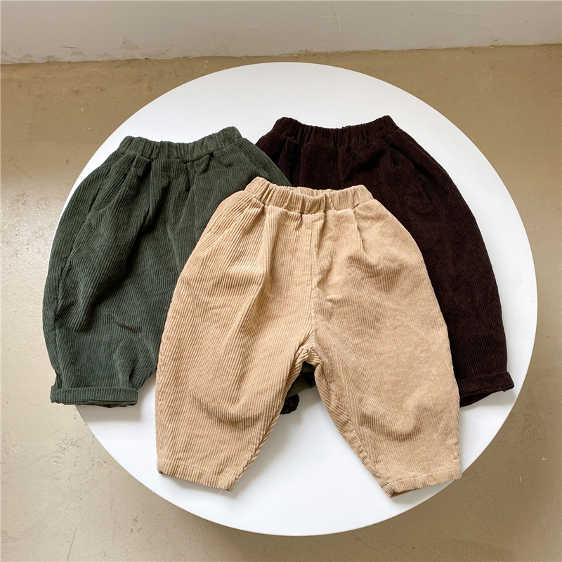 Kinderen Pure Kleur Corduroy Broek Jongens En Meisjes Zachte Losse Comfortabele Radijs Broek