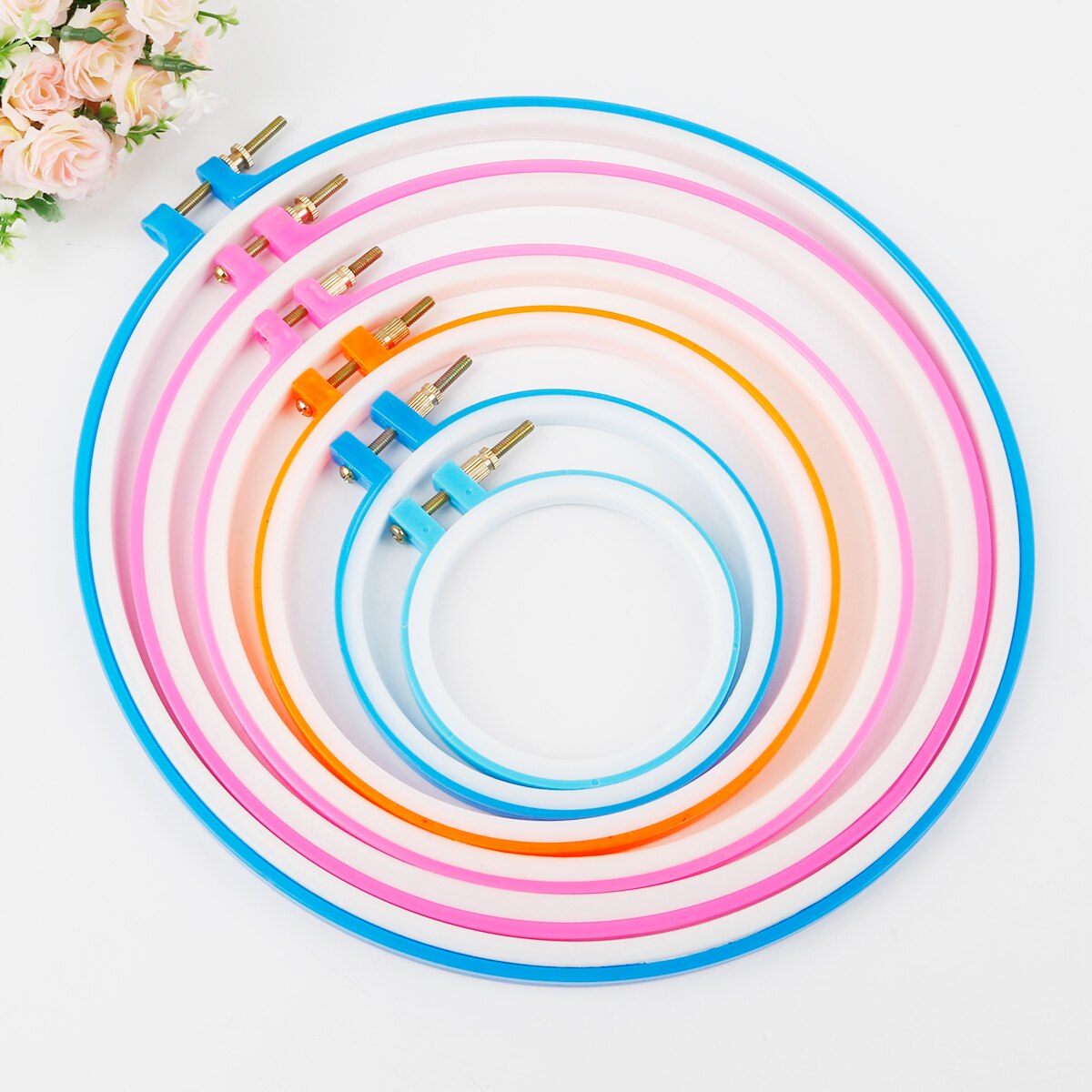 9-28cm Plastic Frame Hoop Circle Embroidery Round Machine Bamboo For Cross Stitch Hand DIY Household Craft Sewing Needwork Tool