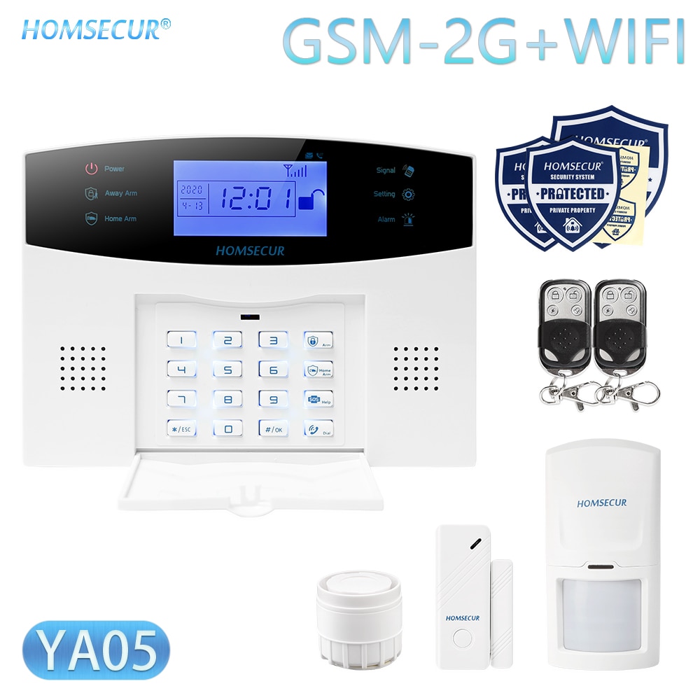 HOMSECUR DIY Wireless Home Security WIFI GSM Alarm system APP Remote Control Arm Disarm(Alarm Panel YA05 PIR etc.)