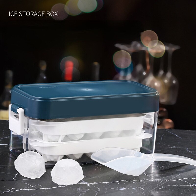 Kitchen Helper Frozen Ice Cube Mold Box Artifact Commercial Basket Freezer Lid Refrigerator Homemade Water Hockey Home Drink Set: Blue